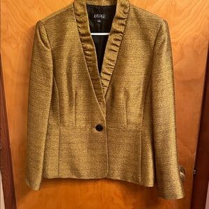Kasper Gold Shimmering Fabric Jacket Blazer Size 14